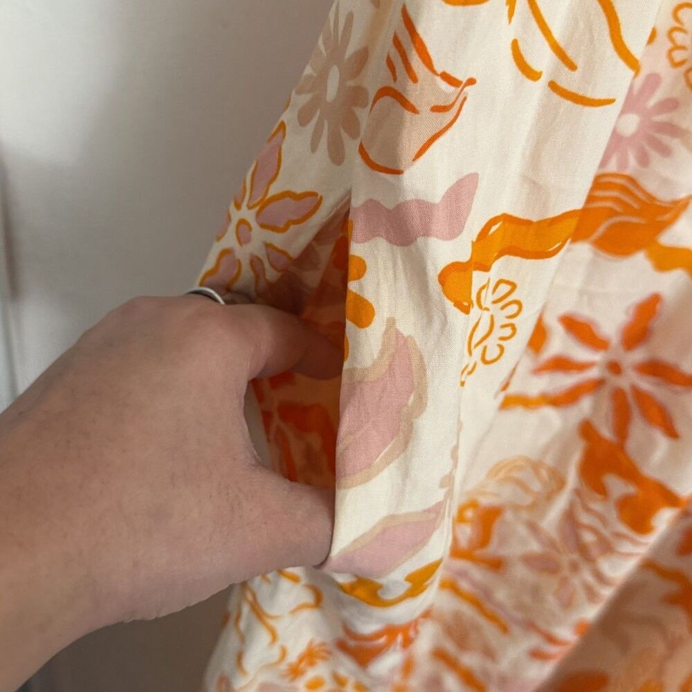 Label Of Love Dress Medium Orange Sweetheart Neck Strap Midi Sundress Resortwear - Picture 5 of 8